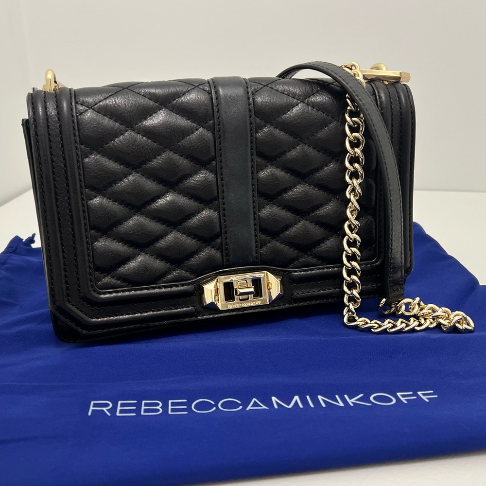 Rebecca Minkoff Quilted Love Crossbody Black $328